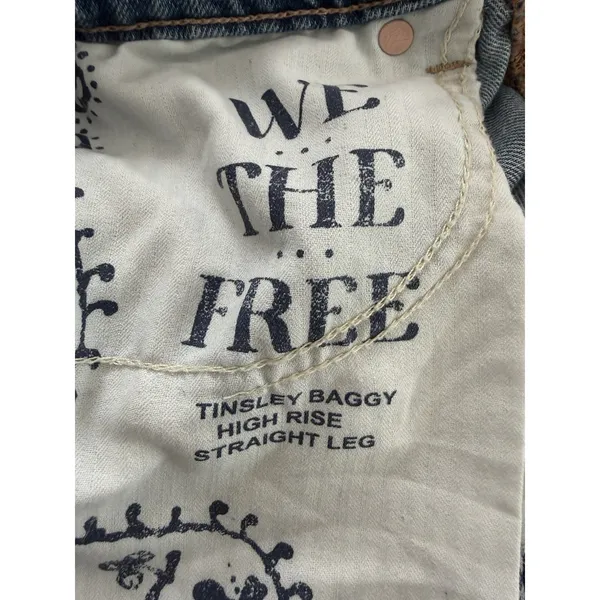 Free‎ People We The Free Tinsley Baggy High Rise Straight Leg Jeans Women's 24 - Image 13