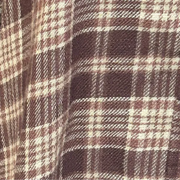 American Eagle purple cream plaid hoodie button-down flannel shirt top woman’s L - Image 3