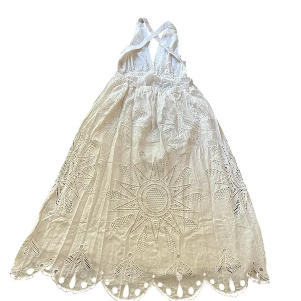 Farm Rio Maxi Dress‎ Large Linen Blend Embroidered Coastal Richelieu - Image 4