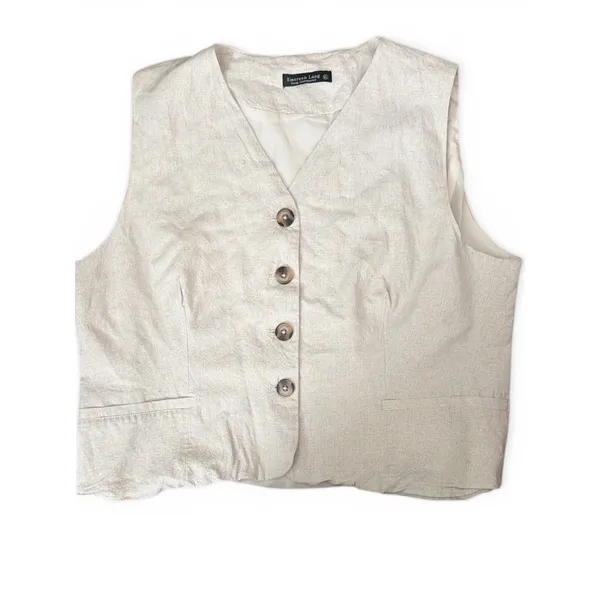 Emerson‎ Lang Oatmeal Beige Tailored Vest Waistcoat Button Front XL - Image 2