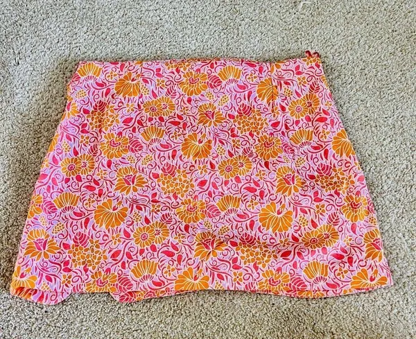 Paisley Pink Linen Mini Scrunch Skirt - Image 2