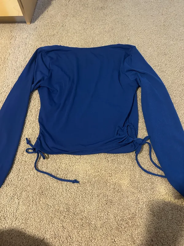 Ambiance Apparel Royal blue wrap top- with side cut outs - Image 7