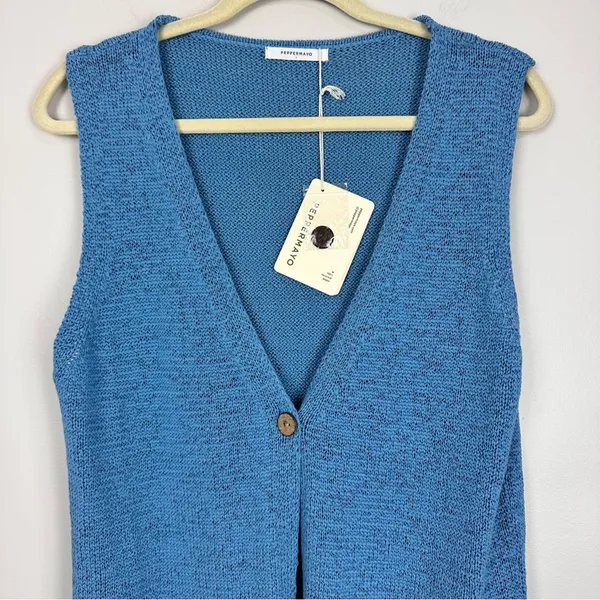 Peppermayo Capri Glow Knit Longline Vest Top Azure Blue Lrg NWT Festival Spring - Image 8