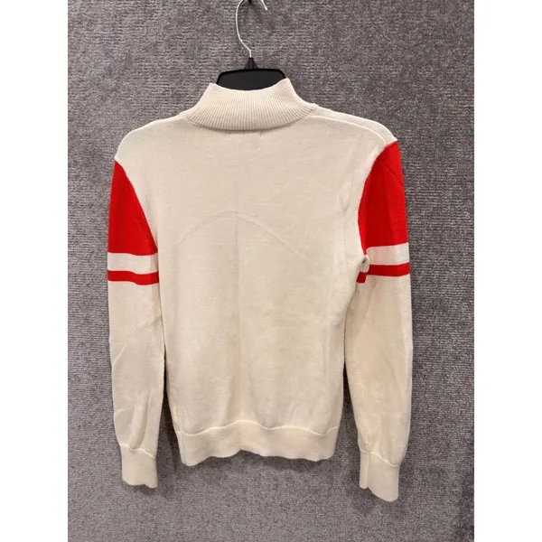 J.Lindeberg Womens Sweater S White Red Leighton-Wool Coolmax Mock Neck Logo - Image 8