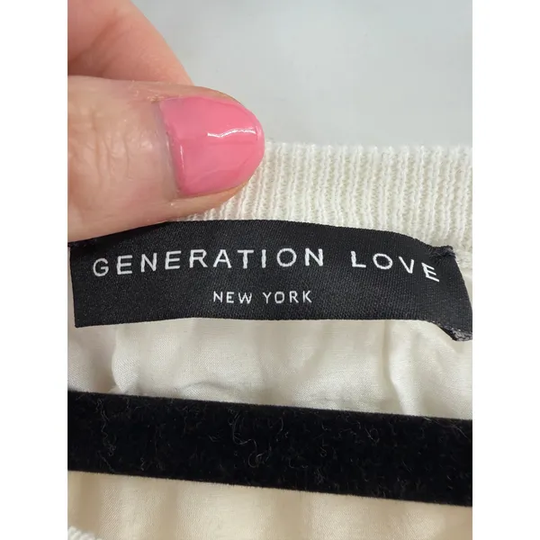 Generation Love Layered Sweater‎ Womens S White Split Back Ruched Minimalist - Image 4