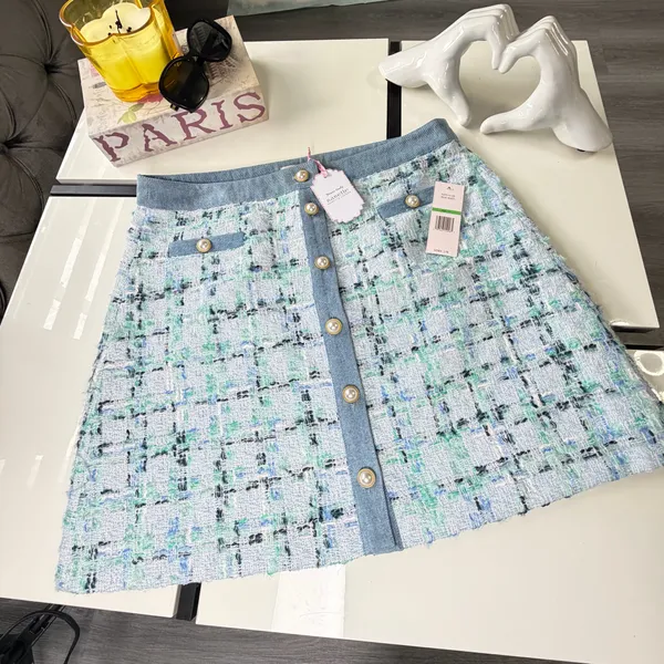 🦋NWT Nanette Lepore Tweed & Denim Button-Front Mini Skirt (Size Large)🦋 - Image 15