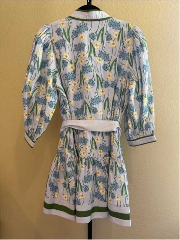 Entro Floral Print Mini Dress in Baby Blue Size S - Image 3