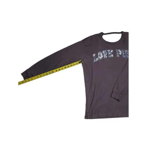 Victorias Secret Pink Bling Open Back Campus Long Sleeve Tee Dark Gray Large - Image 5