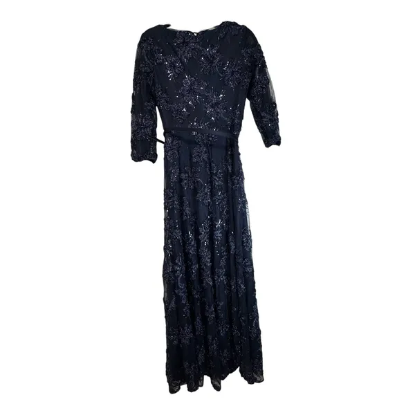 Alex Evenings Navy Blue Sequin‎ Embroidered Gown Dress 1121933 Mens 4 - Image 7