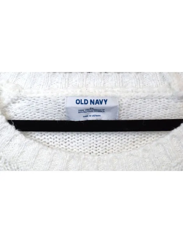 Old Navy Cream Open Knit Scalloped Hem Crewneck Sweater 2X - Image 3