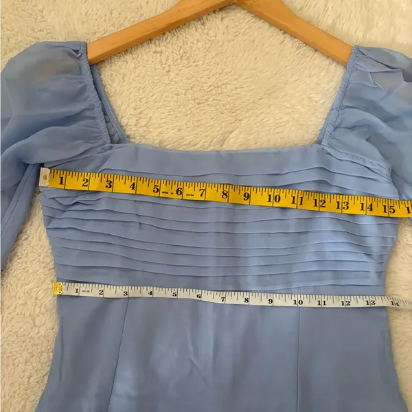 Abercrombie & Fitch Emerson Chiffon Long Sleeve Midi Dress Blue Size Small Party - Image 5