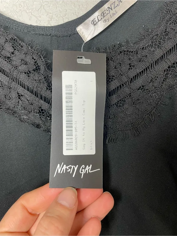 Bnwt! Nasty Gal Black Lace-Trim Cami Tank Top Size L - Image 6