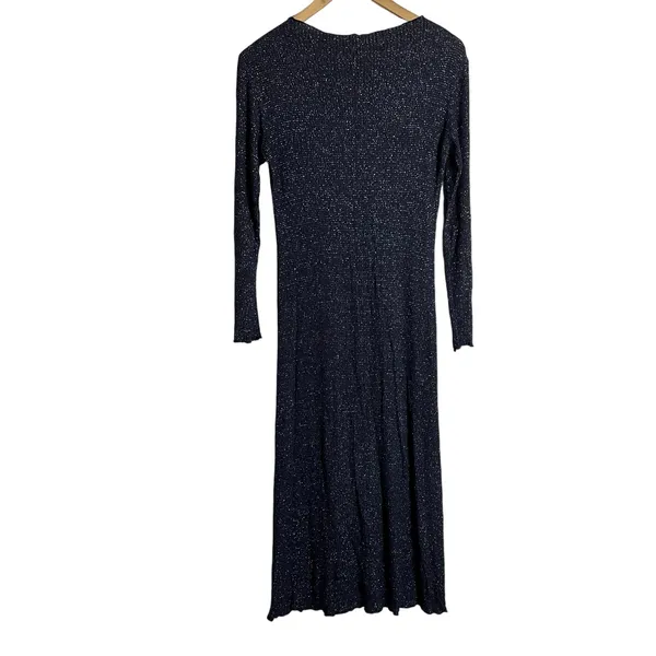 Rachel Pally Navy Metallic Ribbed Mara Maternity Long Sleeve Midi Dress Size S - Image 14