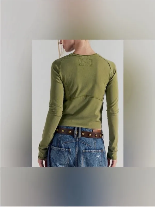 NWOT Free People We The Free Protagonist Long Sleeve - Mossy moss Green - S *IR* - Image 4