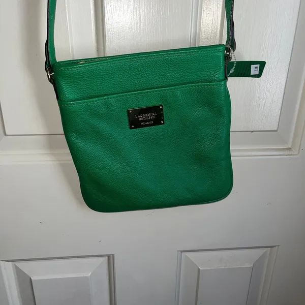 Lauren Ralph Lauren green leather purse. It does have a lipstick stain inside. - Image 2