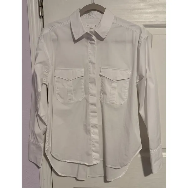 Good American *The Good Shirt* Women's 0 XS White Oxford Oversized Preppy Loose - Image 2