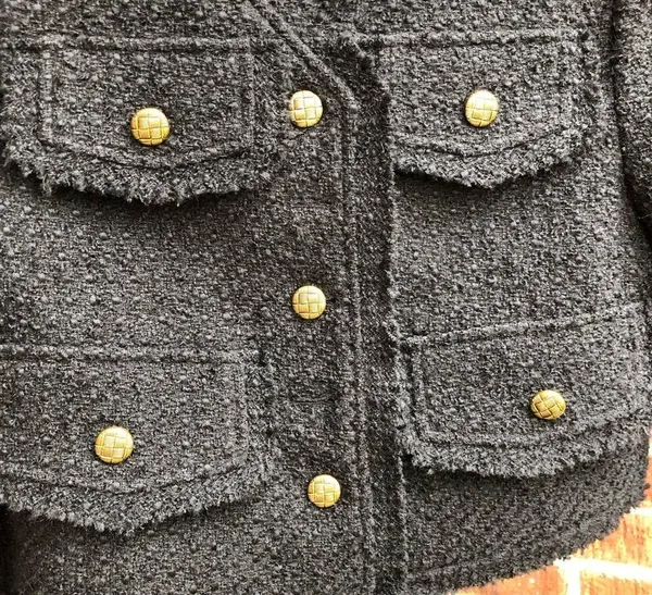 Black Tweed Cropped Jacket Blazer S - Image 2