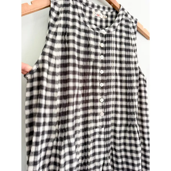Faherty | Isha Gingham Dress | Black White Check Mini Dress | Sz XS - Image 4