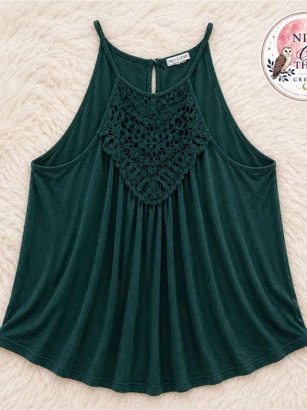 Dark green spaghetti strap halter top women’s‎ size XL - Image 5
