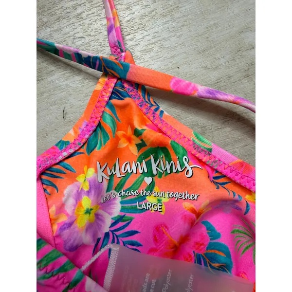 Kulani Kinis Summer Glow Bikini Set Invisible Underwire Crop Lettuce Frill Thong - Image 5