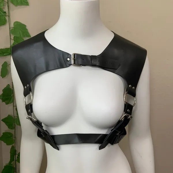 Black Shoulder Harness Bondage O Ring New - Image 7