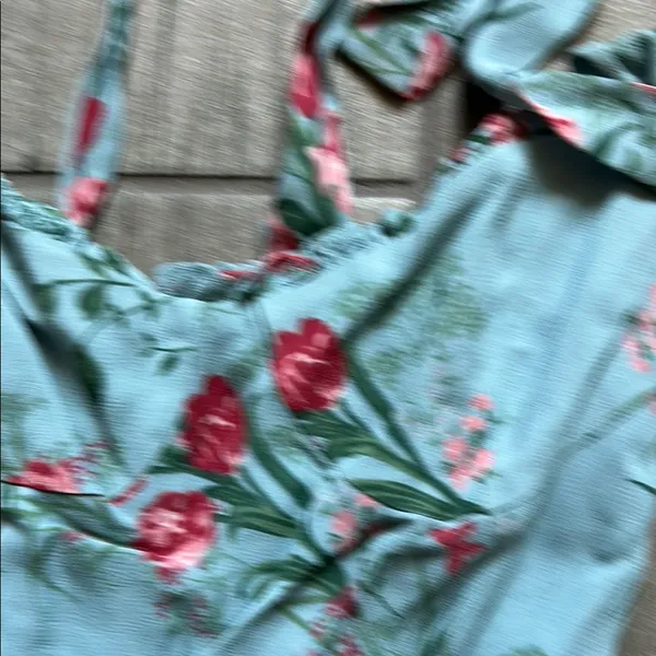 Reformation Blue Asymmetrical Ruffled Maxi Sundress - Image 3