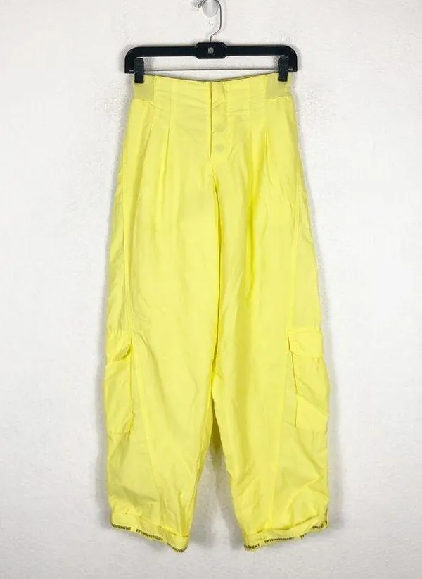 Free People Mesmerize Me Cargo Pants Size XS Yellow Comfort High Rise Gorpcore - Image 3
