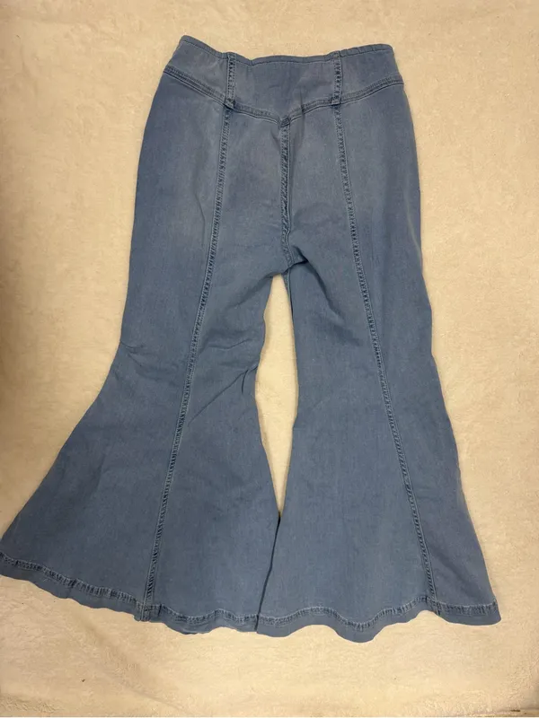 We The Free People Flare Leg Denim Pull On Jeans Pants Light Wash Womens Size 27 - Image 3