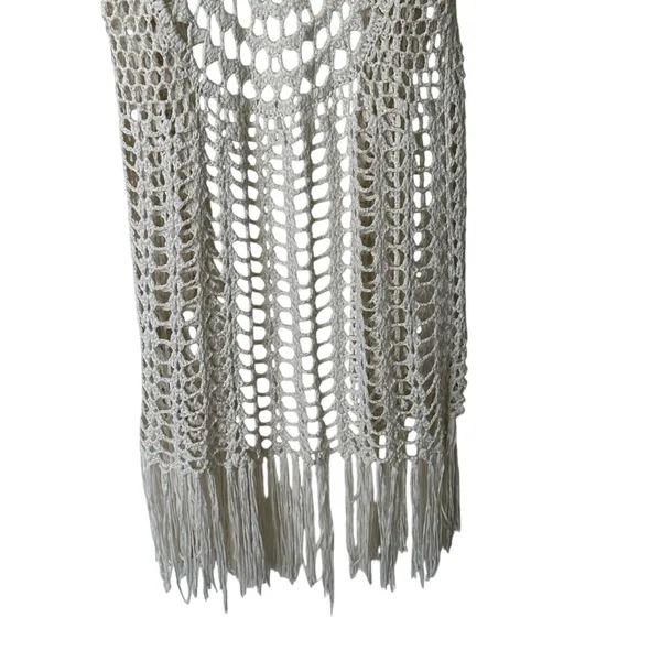 Umgee Crochet Fringe Ivory cardigan sweater size L - Image 6