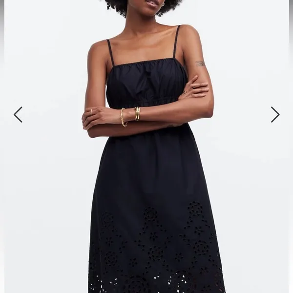 NWT Madewell Embroidered Tank Midi Dress in Poplin NS131‎ Black Sz 2 - Image 5
