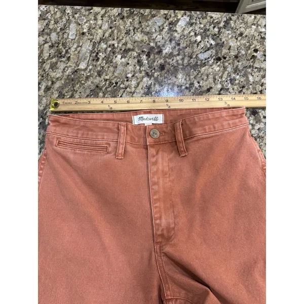 Madewell Slim Emmett Wide Leg Cropped Pant Jean Size 28 Orange Cotton Stretch - Image 9