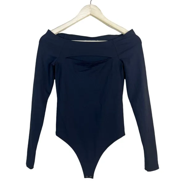 Abercrombie & Fitch Cutout Off-Shoulder Bodice Black Chic Long Sleeve Size XS - Image 2