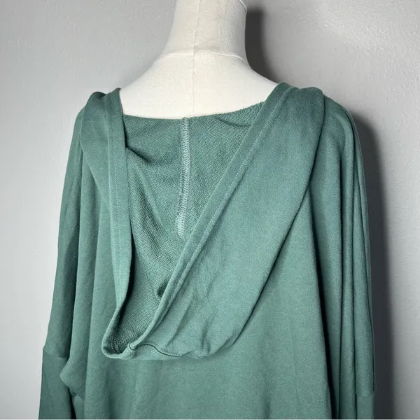 Free People Beach Forest Green Relaxed Oversized Wrap Hooded Sweater Hoodie - Image 5