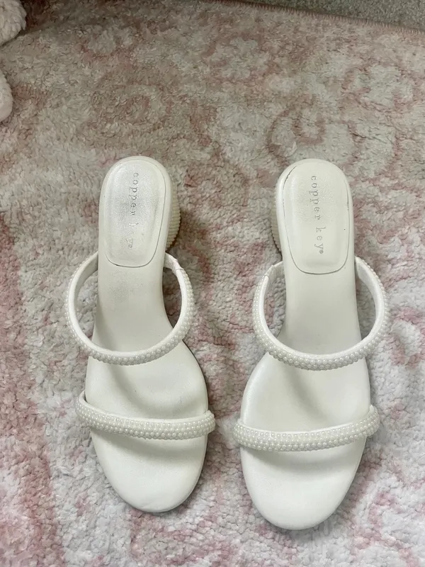 Nordstrom white pearl heels - Image 2