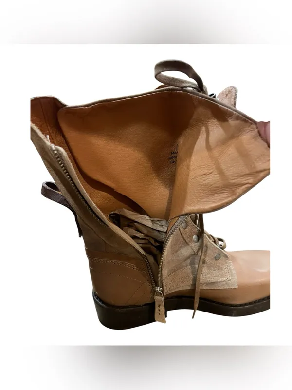 Free People We The Free Jesse Lace-Up Combat Boots Taupe Leather & Suede Size 9 - Image 10