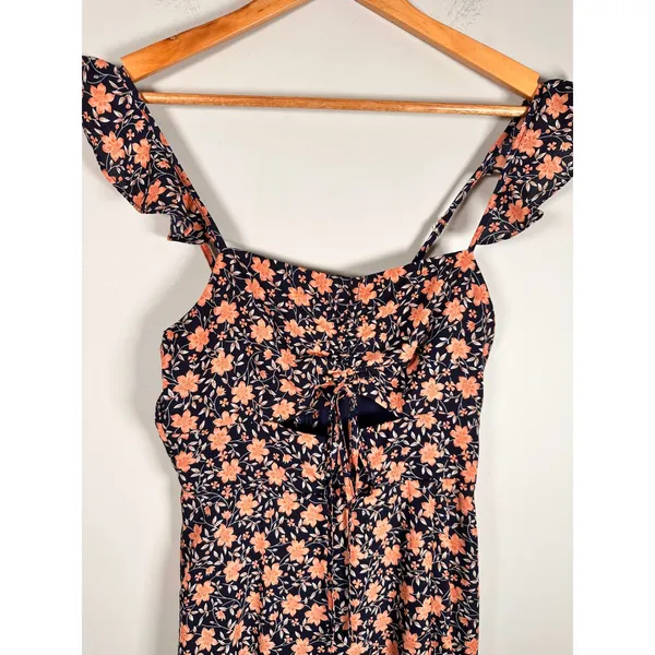 Lulus the way to love Maxi Dress Womens XS Navy Blue Floral Ruffle NJD0391 - Image 4