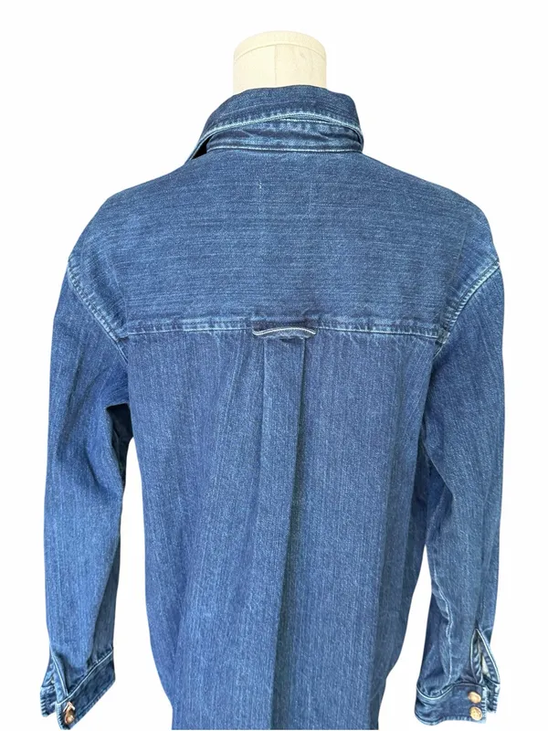 Sézane - Sofie Denim Shirt Dress Dark Blue Oversized Button Front Sz S - Image 5