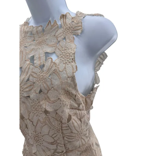 Saylor Jessa Ivory Lace Mini Dress XS Backless Halter‎ Floral Cutout Boho Party - Image 4