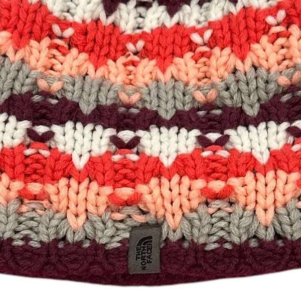 The North Face Multicolored White Pink Reversible Knit Fleece Hat - Image 3
