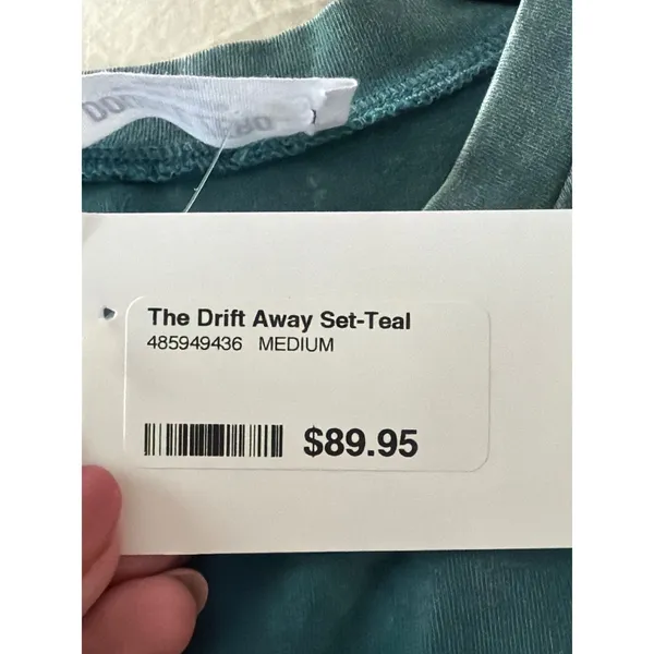 Double Zero Teal Pant Set Drift Away Mineral Wash Wide Leg Medium NWT - Image 11
