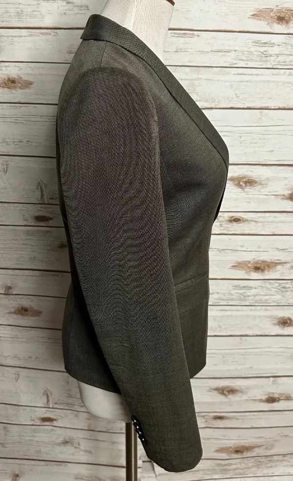 Ann Taylor taupe/brown wool-blend tailored tuxedo-inspired blazer Size 8P - Image 4