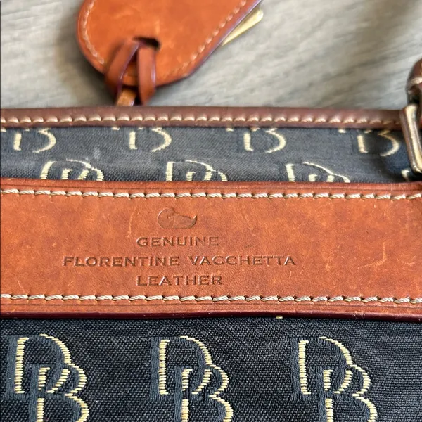 Dooney & Bourke Black and Brown Logo Satchel - Image 6
