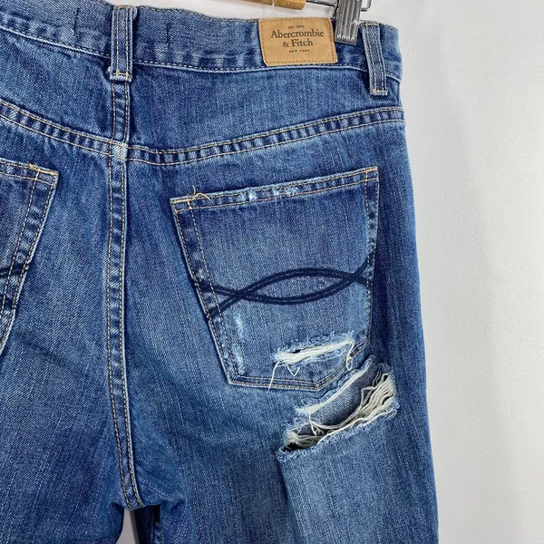Abercrombie Dark Wash Distressed Button‎ Fly Mom Denim Jeans Womens Size 4/27 - Image 6