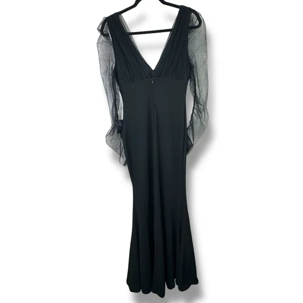 NEW Lulus Red Carpet Energy Black Tulle Long Sleeve Mermaid Maxi Dress Small - Image 8