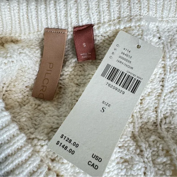 NWT Anthropologie Pilcro Cutout Fisherman Sweater Cream Size S - Image 10