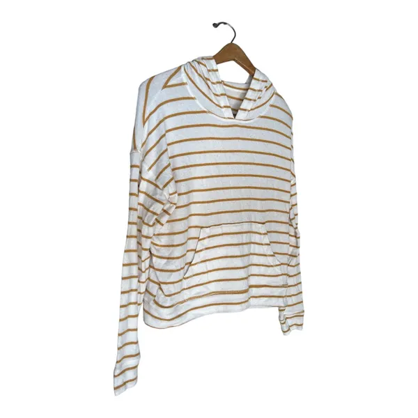 American Eagle Yellow White Striped Soft 6‎ for $36 Sexy Plush Hoodie Top - Image 4