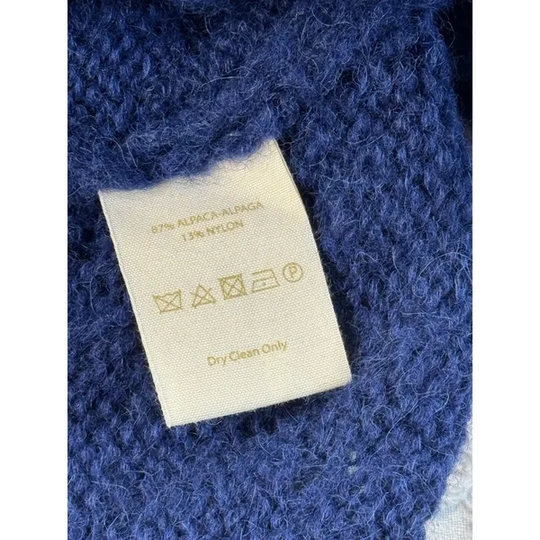 Free People Alpaca Blend Hooded‎ Cardigan Blue Pointelle Knit Long Sweater XS - Image 7
