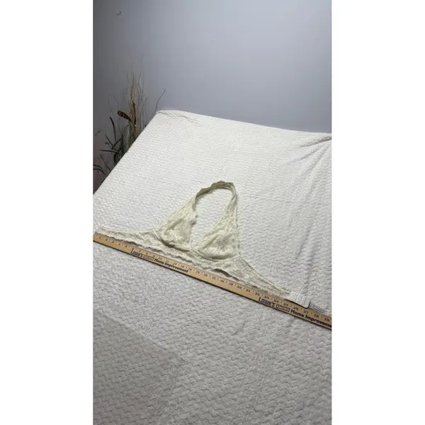 Intimately Free People Ivory Floral Lace Halter Bralette Scalloped Plunge 4622 - Image 5