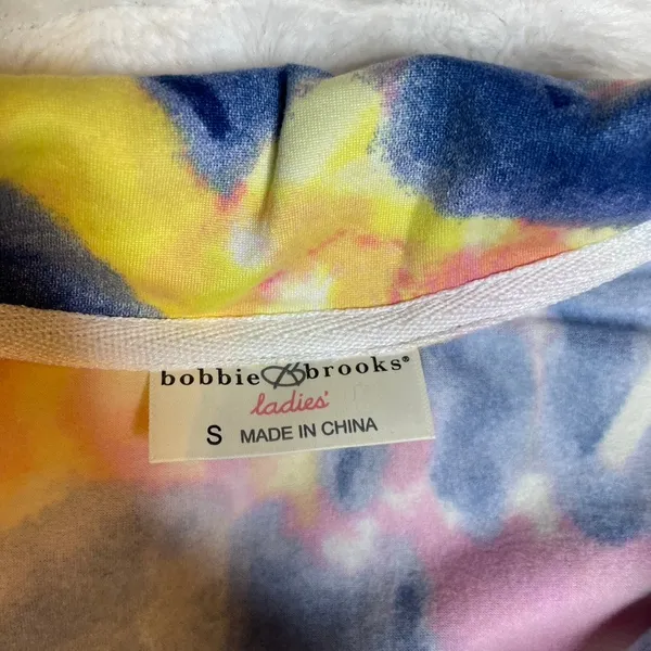 Bobbie Brooks Tie Dye Quarter Zip Pullover Sweatshirt Pink Yellow Blue‎ S - Image 2