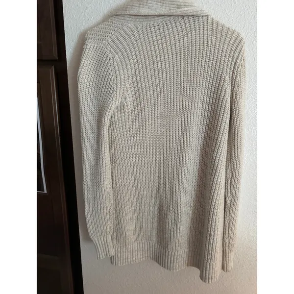 Old Navy Womens Cream Oatmeal Shaker Knit Shawl Collar Open‎ Front Cardigan XS - Image 4